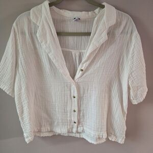 Women's White Button-Up Blouse